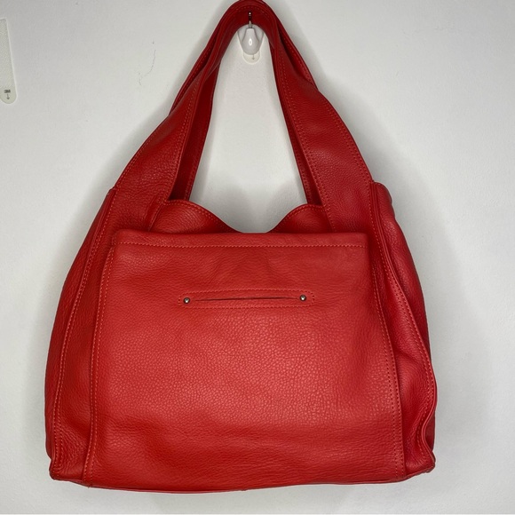 B. MAKOWSKY RED Pebbled Leather Hobo Shoulder Bag Purse - Picture 2 of 16